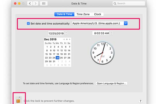 تنظیم ساعت و تاریخ در MAC